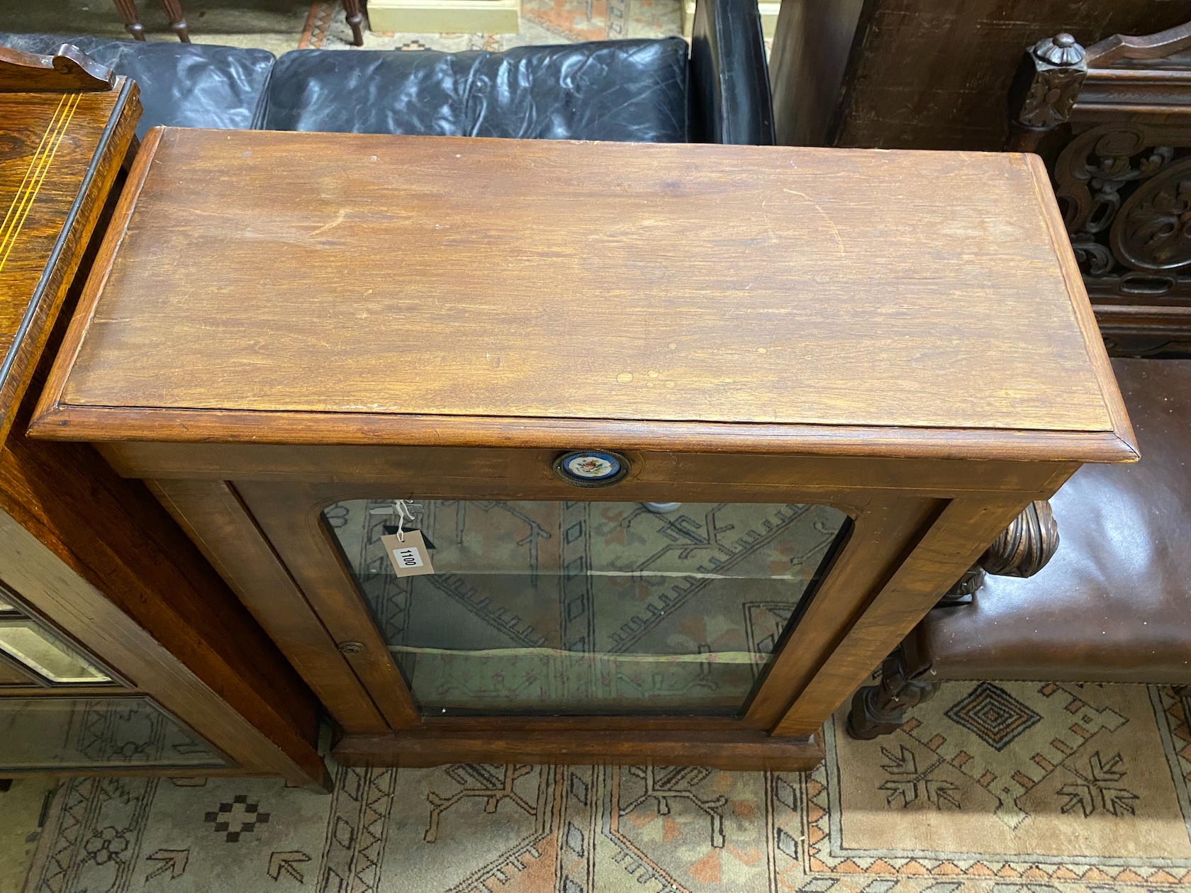 A Victorian inlaid walnut pier cabinet, width 74cm, depth 29cm, height 99cm